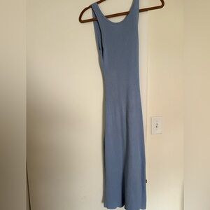 Light Blue Ribbed Knit Maxi Dress